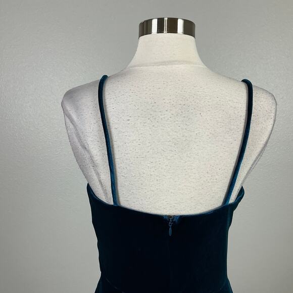 AQUA Velvet Sleeveless Ruched Mini Sheath Cocktail Dress Teal Blue Size 8 - Picture 10 of 13